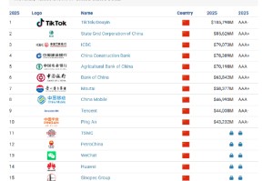 Brand Finance2025中国品牌价值500强：中国银行位列第六位